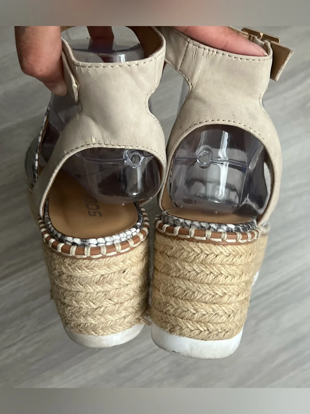 SODA Snake Print Espadrille Platform Sandals Size 8 Ankle Strap Wedges